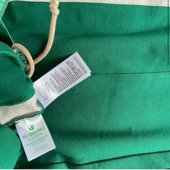 NWT JCREW Stretch terry colorblock jogger pants In Jungle green and white - Picture 2 of 7